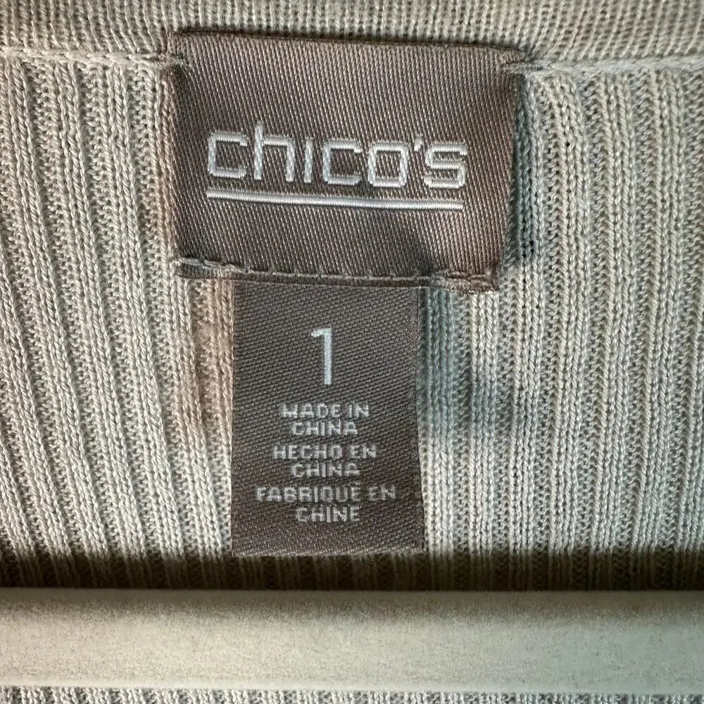 Chico's vest suede like waterfall front knit back dark cream, travel preppy‎